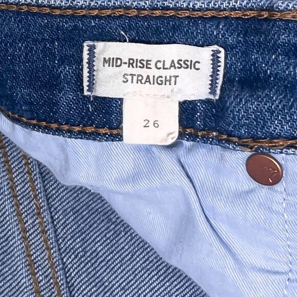 Madewell Women's Mid-Rise Classic Straight Jeans Medium Wash Blue Denim Size 26 - Picture 4 of 9
